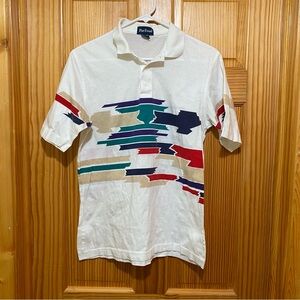Vintage 80s 90s Par Four multicolor polo shirt - sz S - grunge emo indie